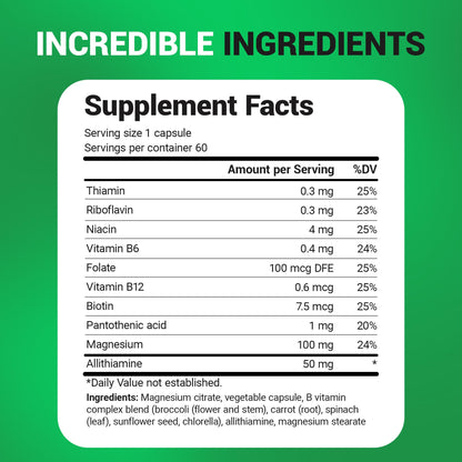Dr. Berg Natural Vitamin B1 B6 B12 Complex - Allithiamine Vitamin B1 Supplement with 8 Essential Vitamin B Complex for Men & Women Including Thiamin