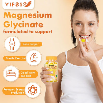VIFSSG Magnesium Glycinate Gummies 500 Mg, Triple Magnesium Complex Sugar-Free Gummies with Malate 400 Mg, Citrate 400 Mg, Magnesium Supplement Chewable for Women & Men Vegan, Organic 60 Count VIFSSGBuy Supplements Australia