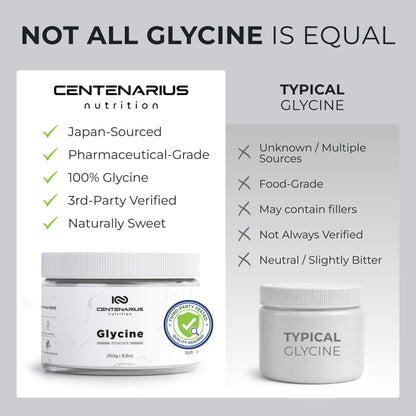 Premium Glycine Powder 250g | Amino Acids Supplement for Post Workout Muscle Recovery, Digestion, Sleep Aid + More - Vegan, Additive-Free