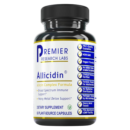 Premier Research Labs Allicidin - Garlic Allicin Supplement, Garlic Supplements, Garlic Pills, Allicin Extract, Garlic Extract, Odorless Garlic Capsules, Immune Support - 60 Vegetarian Capsules Premier Research LabsBuy Supplements Australia