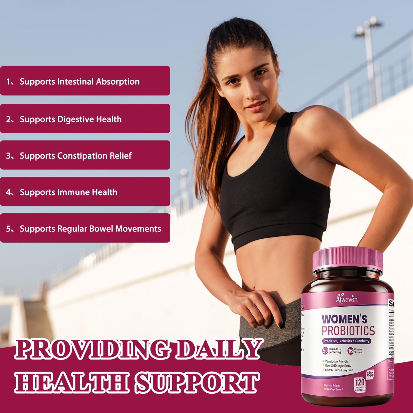 Women Probiotics 50 Billion CFU: Probiotics for Women with Prebiotics & Cranberry, 16 Strain Probiotic Supplement for Digestive Gut Health, Vaginal & Urinary Tract Support
