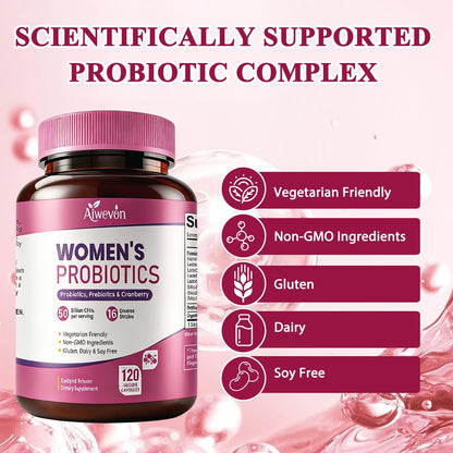 Women Probiotics 50 Billion CFU: Probiotics for Women with Prebiotics & Cranberry, 16 Strain Probiotic Supplement for Digestive Gut Health, Vaginal & Urinary Tract Support