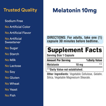 Puritan's Pride Premium Super Strength Melatonin 10mg Sleep Aid, Dietary Supplement for Sound, Restful, & Longer Sleep Support, 4 Month Supply,