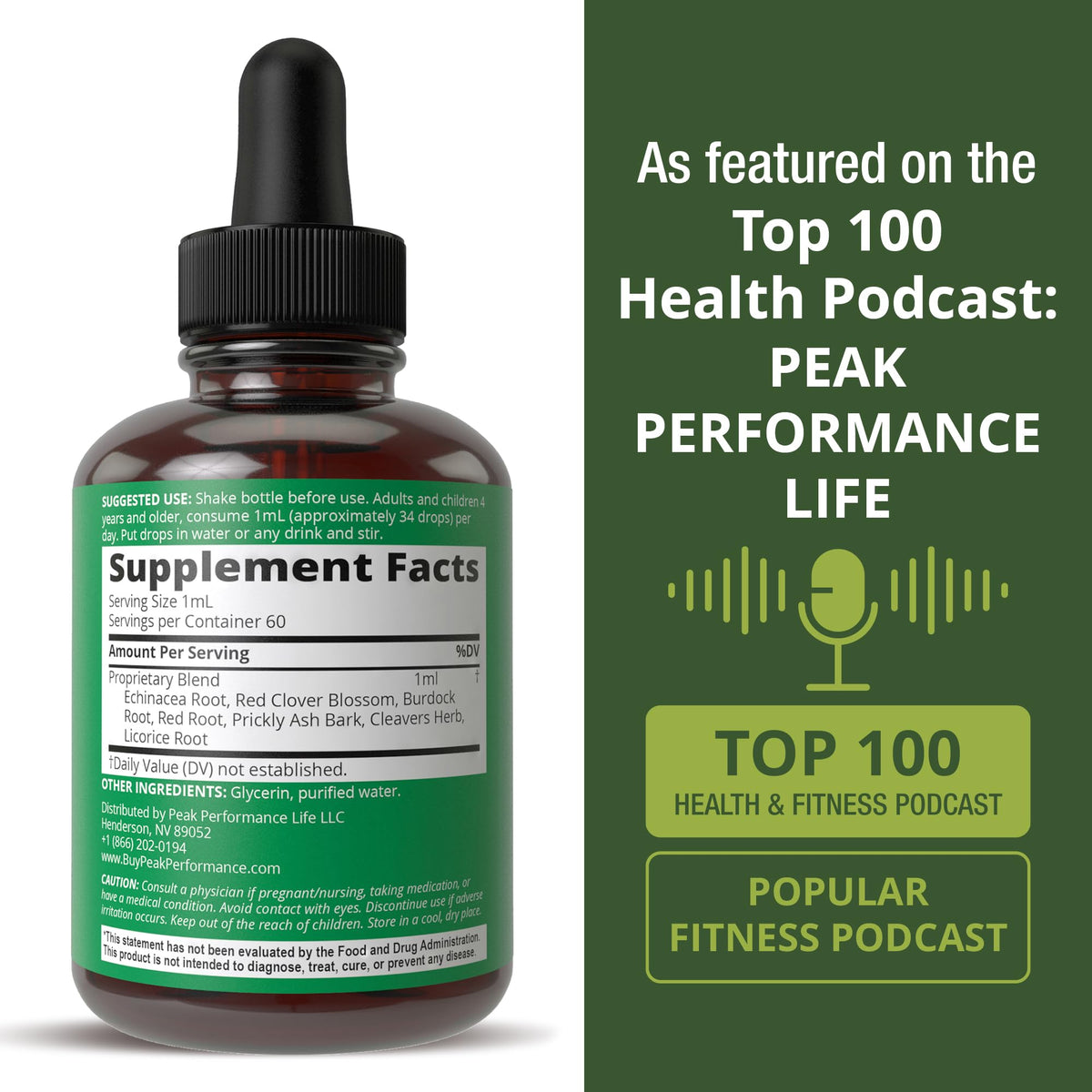 Peak Performance Lymphatic Drainage Drops. Sugar Free 7-in-1 Lymph Detox and Cleanse Support. Vegan Supplement with Echinacea, Red Clover Blossom, Burdock Root, Cleavers Herb, Licorice Root, and More Peak Performance buy supplements Au