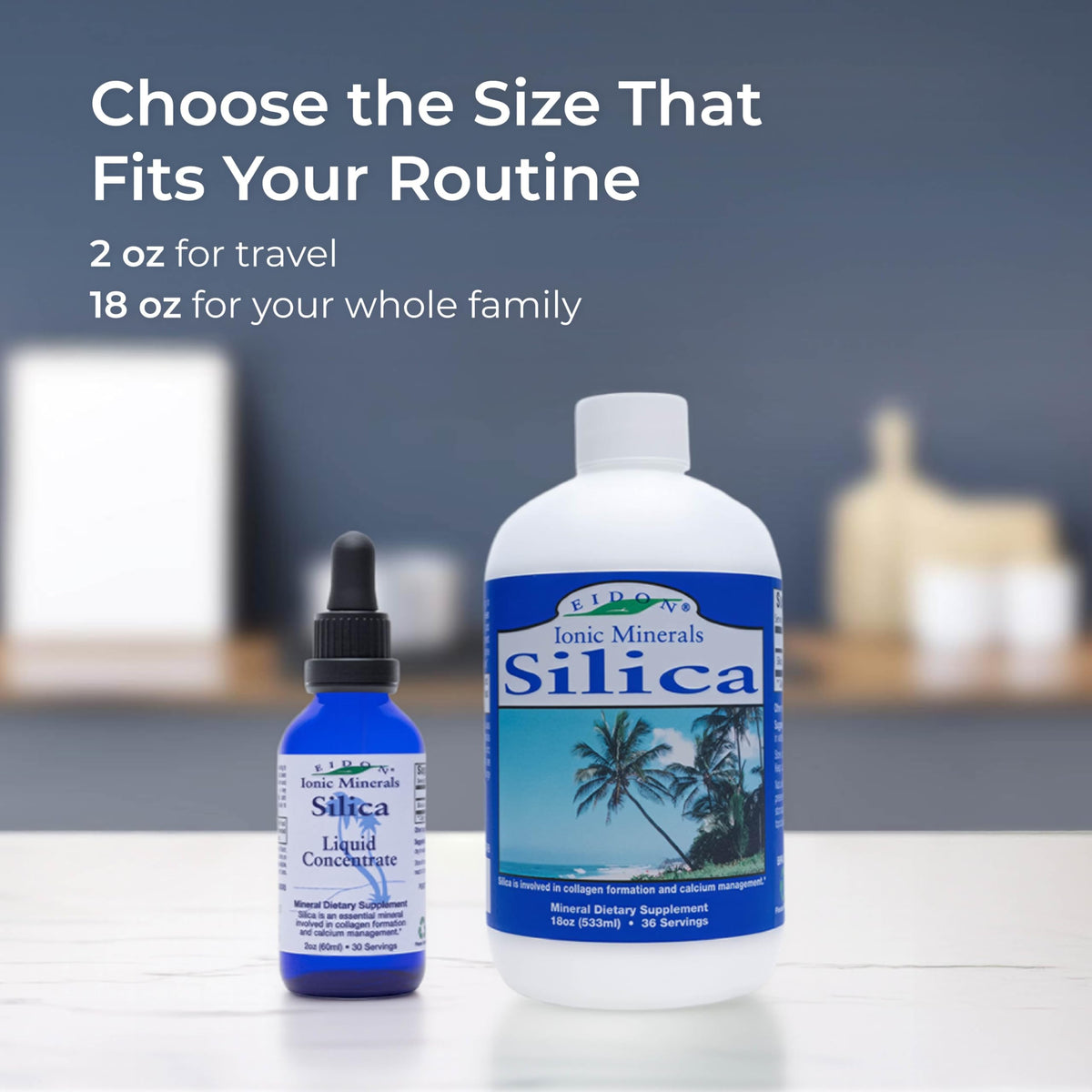 Eidon Liquid Silica Mineral Concentrate - Silica Supplement for Hair, Skin, and Nails, Supplement Drops to Support Collagen Production & Hair Loss