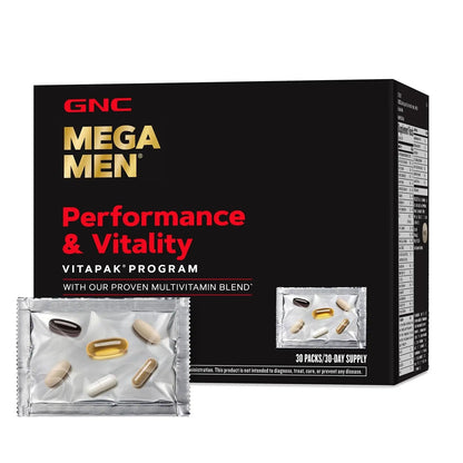 GNC Mega Men Performance and Vitality Vitapak Program, Convenient Complete Nutrition, 5 Products in 1 Packet, Circulation GNC