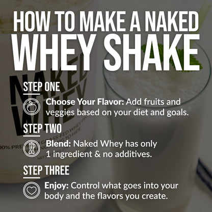 NAKED Whey 1Lb - Only 1 Ingredient, Grass Fed Whey Protein Powder, NSF Certified, Undenatured, No Gmos, No Soy, Gluten Free