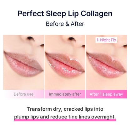 Perfect Sleep Lip Collagen 0.50fl.oz, Intensive Collagen Lip Sleeping Mask Infused with Peptides, Rice Protein & Willow Bark Extract