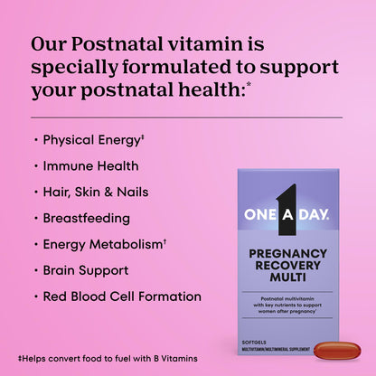 One A Day Postnatal Vitamins for Women, Postnatal Multivitamin with Folic Acid, Omega-3 DHA, B Vitamins, Support Immune Health, Breastfeeding
