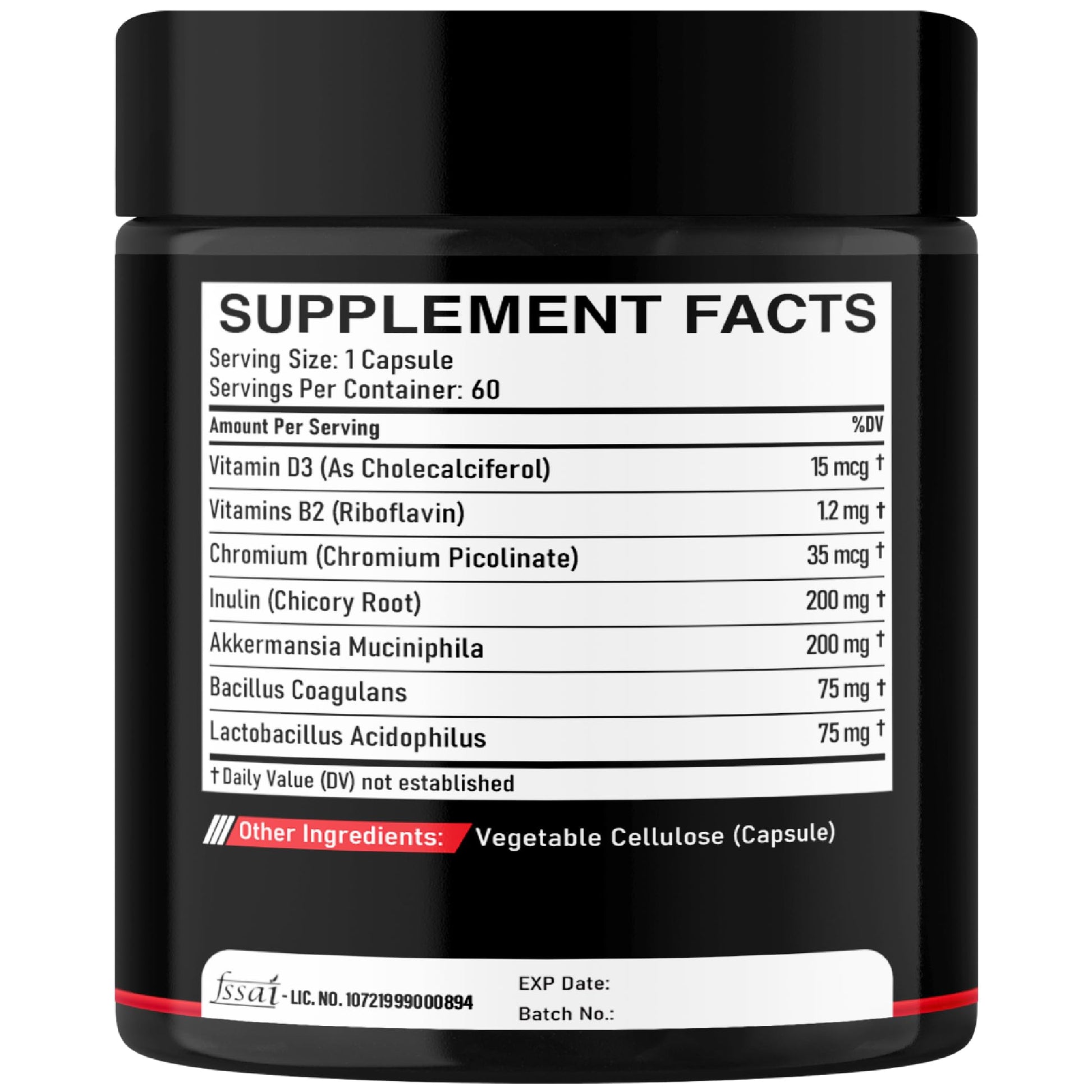DEDICAD Akkermansia Probiotic for Increases GLP-1 - Contains Inulin, Bacillus Coagulans, Lactobacillus Acidophilus & Chromium - 60 Days Supply - 60 Capsules DEDICAD buy supplements Au