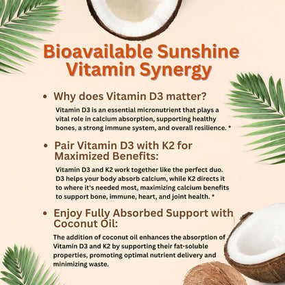Micro Ingredients Vitamin D3 10,000 IU + K2 MK-7 200 mcg, 300 Softgels with Virgin Coconut Oil | 2-in-1 Vitamins D & K Complex