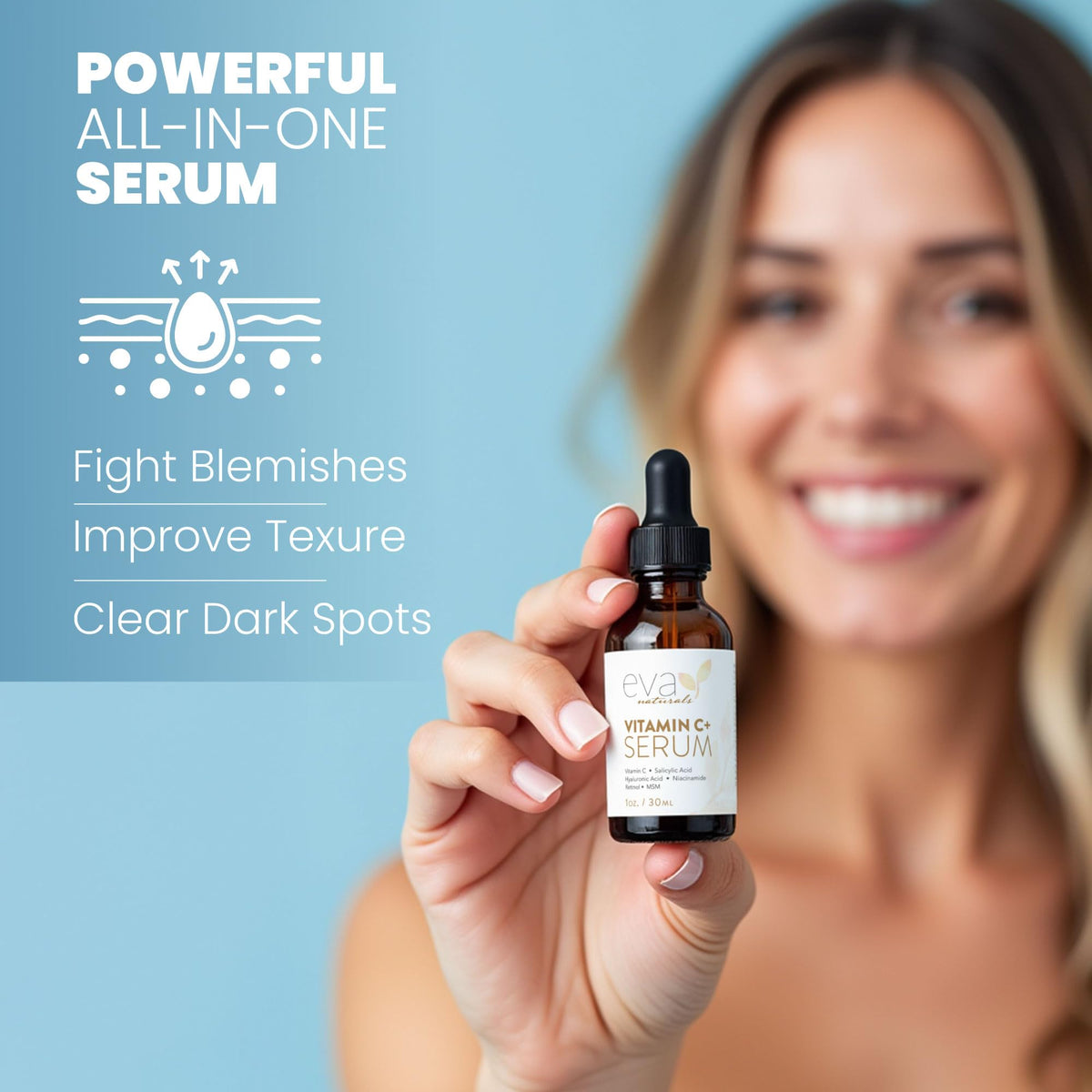Eva Naturals Vitamin C Serum for Face – Anti Aging Dark Spot Remover & Corrector with Retinol, Hyaluronic Acid