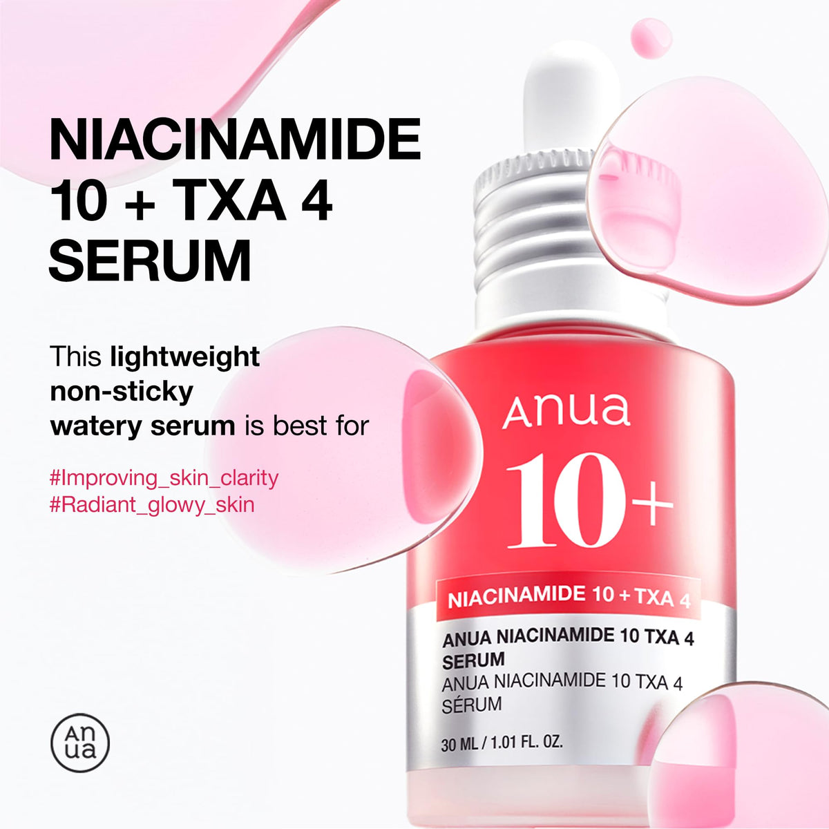 Anua 3-Step Glass Skin Beginner Set, Oil Cleanser and Face Wash with Facial Serum, Double Cleansing Daily