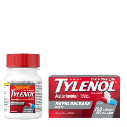 Tylenol Extra Strength Acetaminophen Rapid Release Gels, Fast, Strong Pain Relief, Fever Reducer, 500 mg Gelcaps with Laser‑Drilled Holes for Fast Release, OTC Medicine, 100 Count Tylenol buy supplements Au