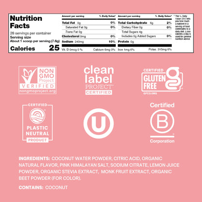 Cure Hydration | Plant-Based Electrolyte Drink Mix | No Added Sugar | FSA-HSA | Dehydration Relief Powder Made with Coconut Water | Non-GMO | Vegan | 28 Servings Jar - Strawberry Kiwi