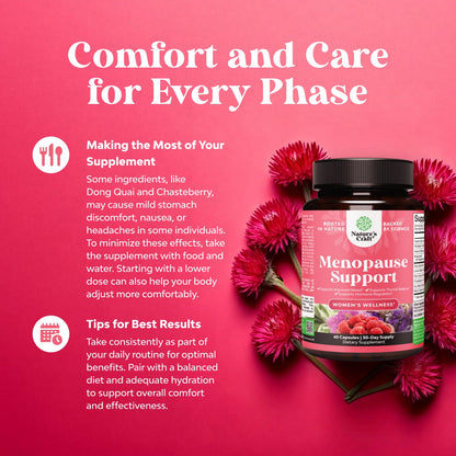 Natures Craft Complete Herbal Menopause Supplement for Women - Female Hormone Balance Capsules for Night Sweats Hot Flashes & Mood Swings with Dong Quai
