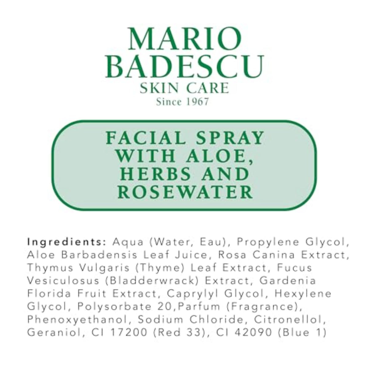 Mario Badescu Facial Spray with Aloe, Herbs and Rose Water for All Skin Types, Face Mist that Hydrates