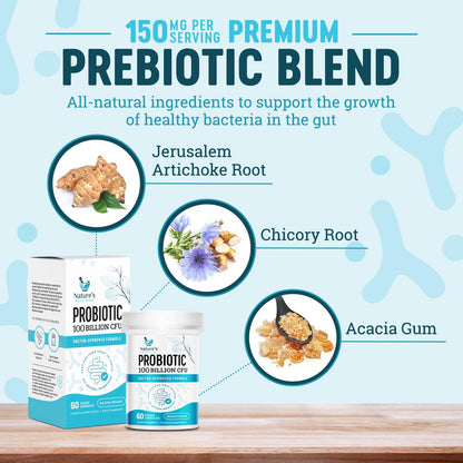 Nature's Physician Probiotics - 100 Billion CFU Per Capsule - 16 Strains + Prebiotics - Best Probiotic Supplement for Women & Men - Supports Immune,