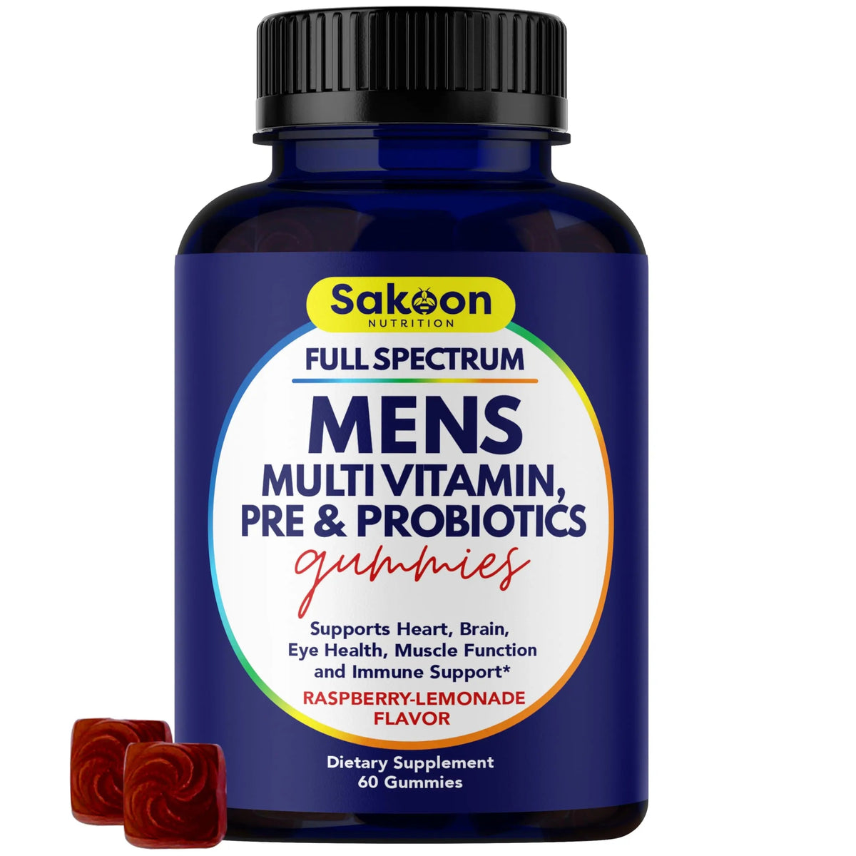 Sakoon nutrition Men's Multivitamin Gummies with Probiotics and Prebiotics, Adult Multivitamin A, C, D, E, B & More Sakoon nutrition
