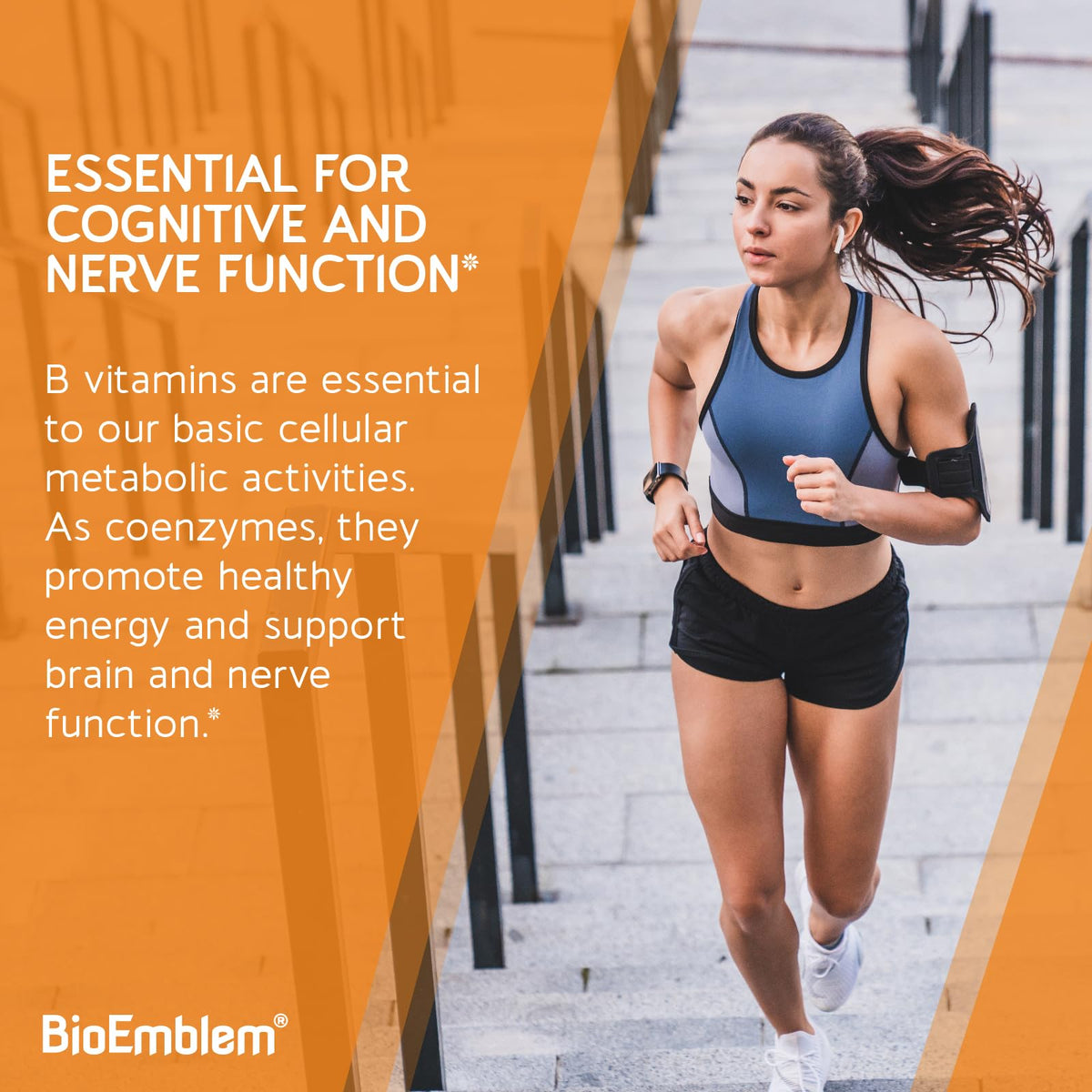 BioEmblem Vitamin B-Complex - All 8 Active Forms with Methyl Folate, Methyl B12, B6, Biotin Plus Choline Inositol, Supports Energy, Metabolism, Brain, Heart Health