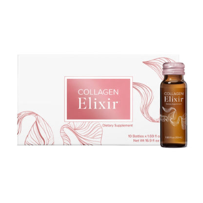 Isagenix Collagen Elixir - Drink with Marine Collagen Peptides - Support a Youthful Appearance with Vitamin C, Zinc & Biotin - 10 Bottles (1 Box)