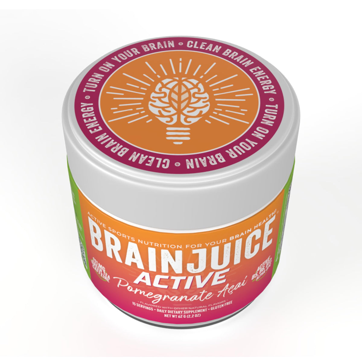 BrainJuice Nootropics Brain Support Supplement, Gluten Free Powder for Energy and Focus, Pre Workout w/Alpha GPC, Vitamin B & Organic Green Tea Extract Caffeine, Active Pomegranate Acai, 15 Servings BrainJuice buy supplements Au