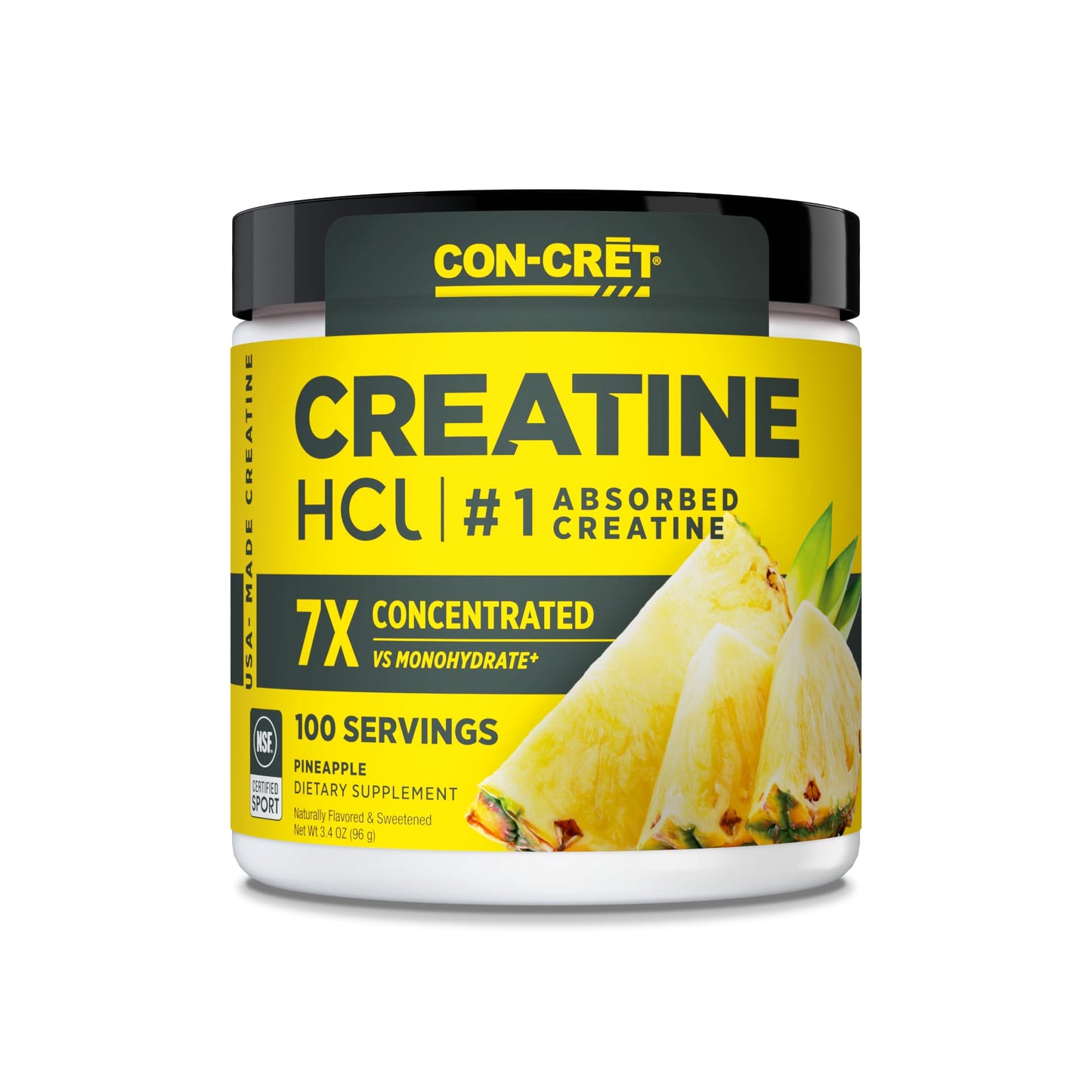 CON-CRET Creatine HCl Powder | Muscle, Cognitive, Cellular Energy Support | No Bloating or Cramps | USA Made & NSF Certified