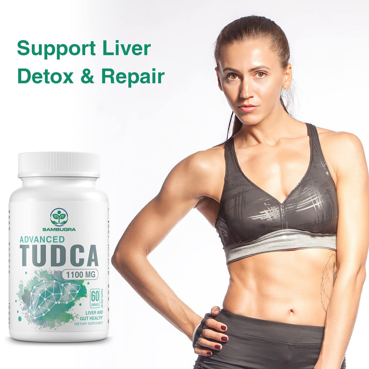 Sambugra TUDCA Liver Supplements 1100mg, 3rd Party Tested Ultra Strength Bile Salt TUDCA Supplement, Liver Support for Detox
