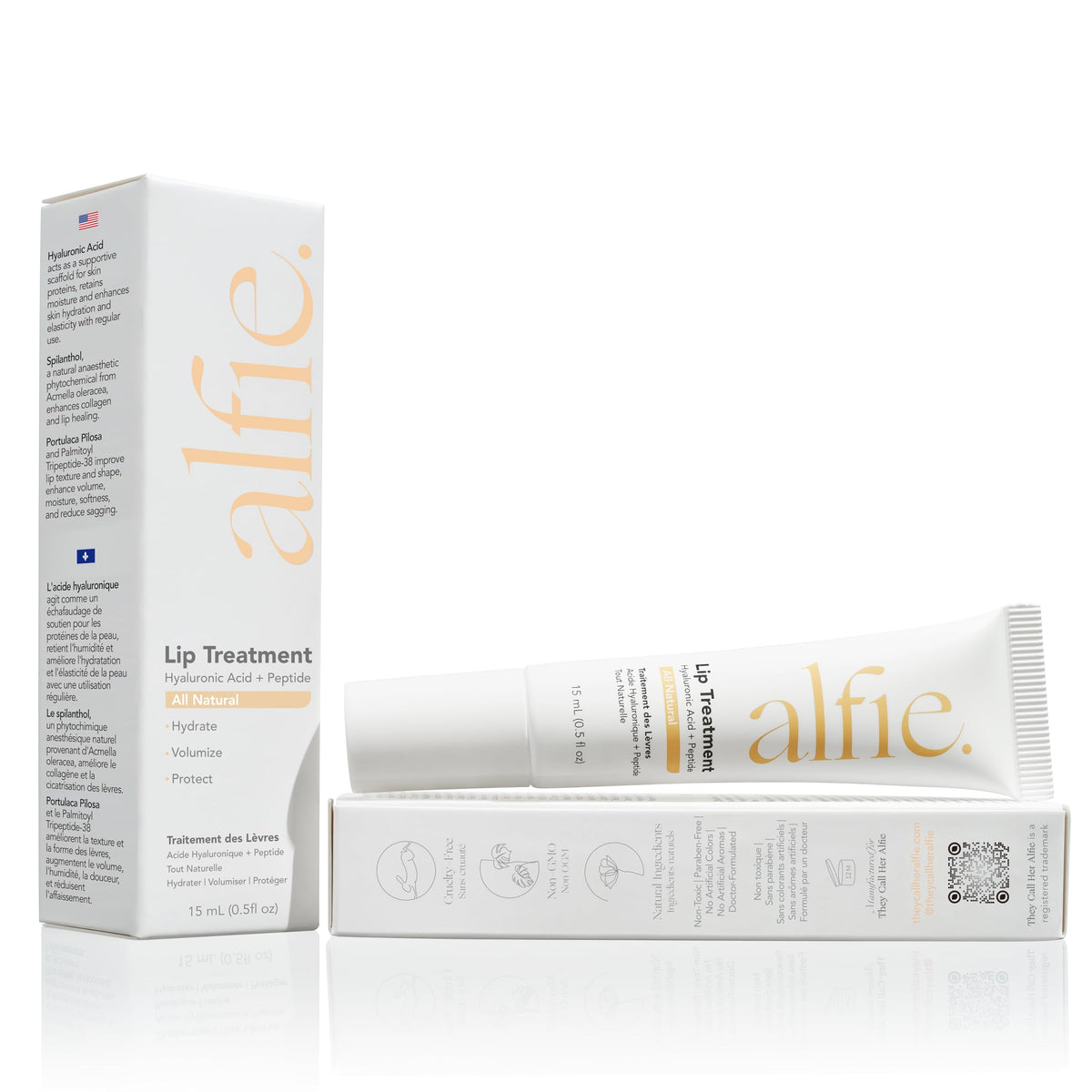 Alfie Hyaluronic Acid Lip Booster -Natural Flavor -15ml/0.5 Fl. Oz -Peptide Lip Treatment