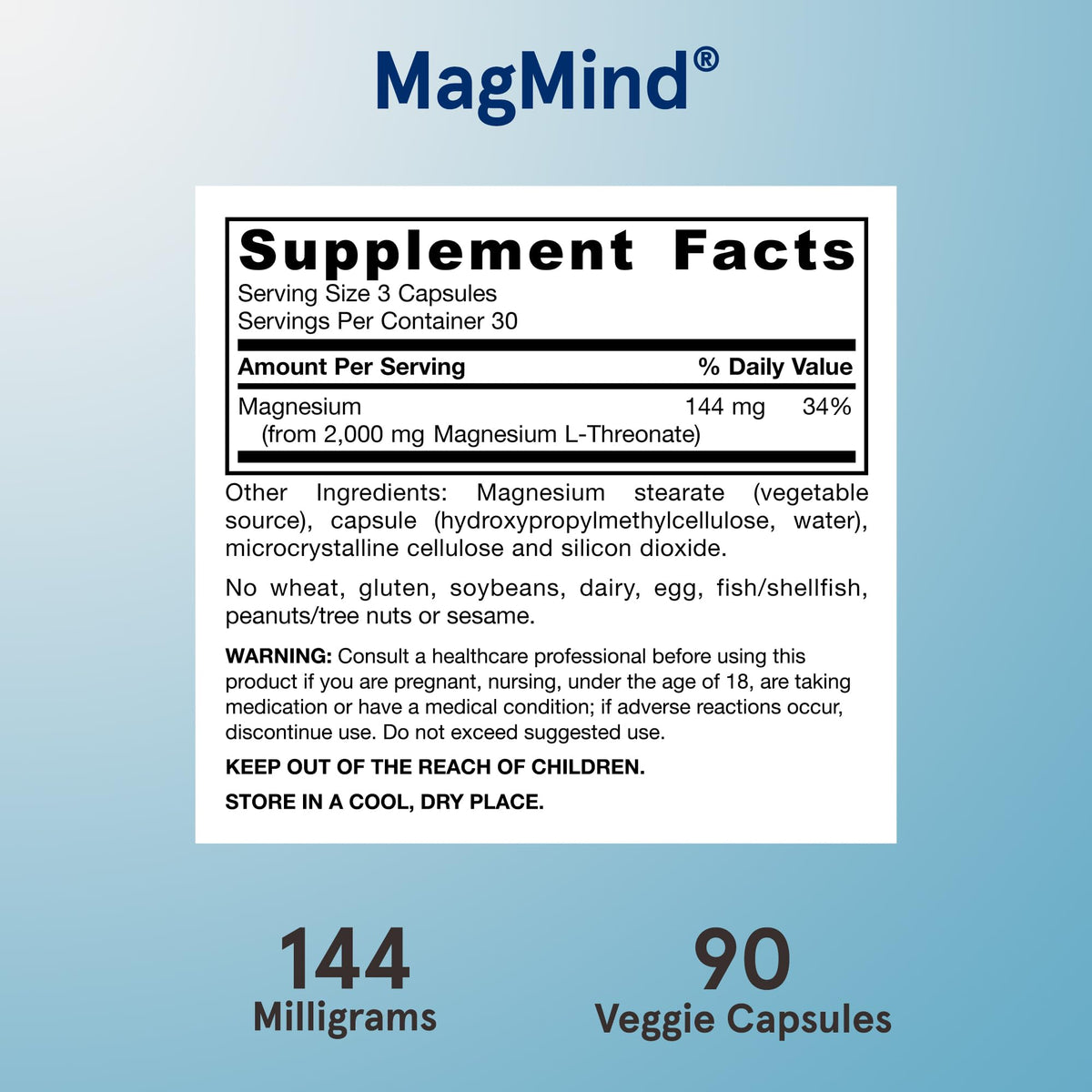 Jarrow Formulas Magnesium L-Threonate, MagMind Magtein Magnesium Supplement, Brain Supplements for Memory Support, 90 Veggie Capsules, Up to a 30 Day Supply Jarrow FormulasBuy Supplements Australia