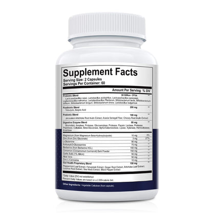 Migcopat Probiotics for Digestive Health, 80 Billion CFU Probiotics, Prebiotics, Postbiotics & Digestive Enzymes, Gut Health Capsules with Berberine, Cinnamon,