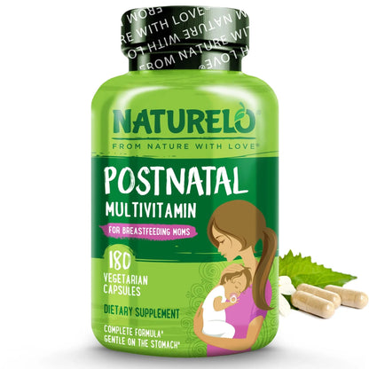 NATURELO Postnatal Multivitamin - Supplement for Breastfeeding Women - Plant-Based Vitamin D, Folate, Gentle Iron NATURELO
