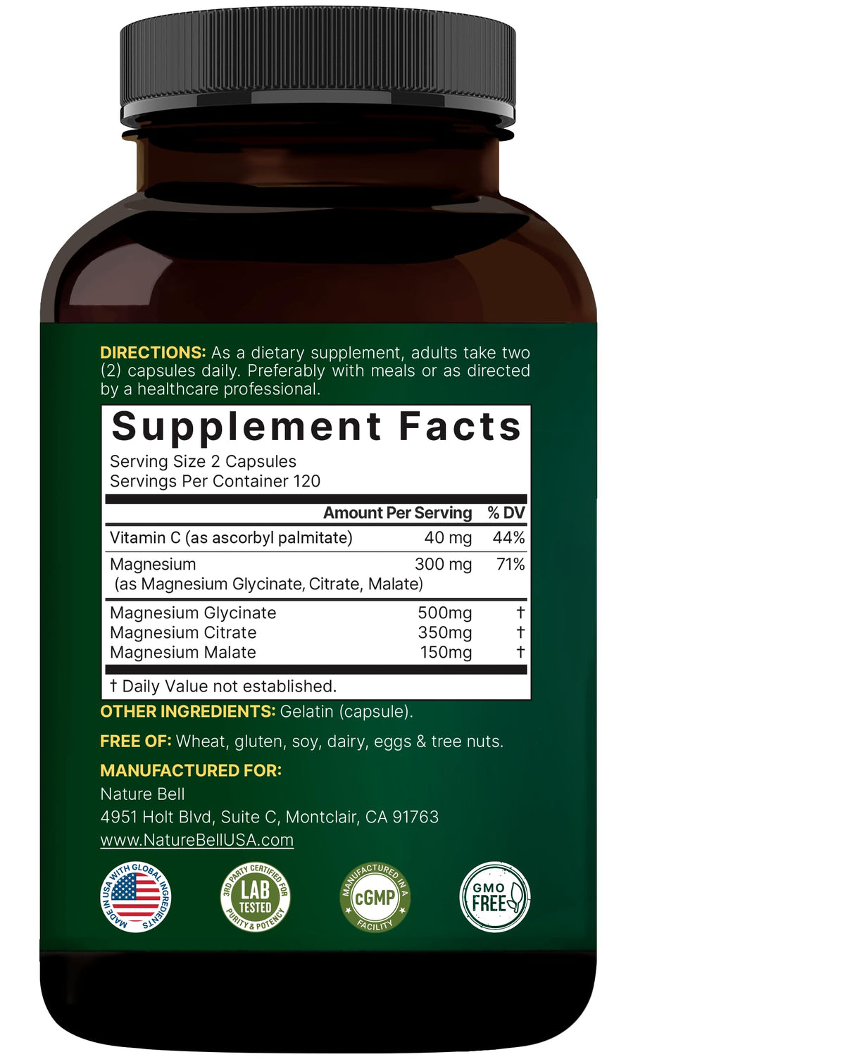 NatureBell Magnesium Complex for Women & Men 1,000mg Per Serving – 240 Capsules – Triple Magnesium Complex with Glycinate, Citrate & Malate – Chelated & Purified – Non‑GMO, Filler Free NatureBell buy supplements Au