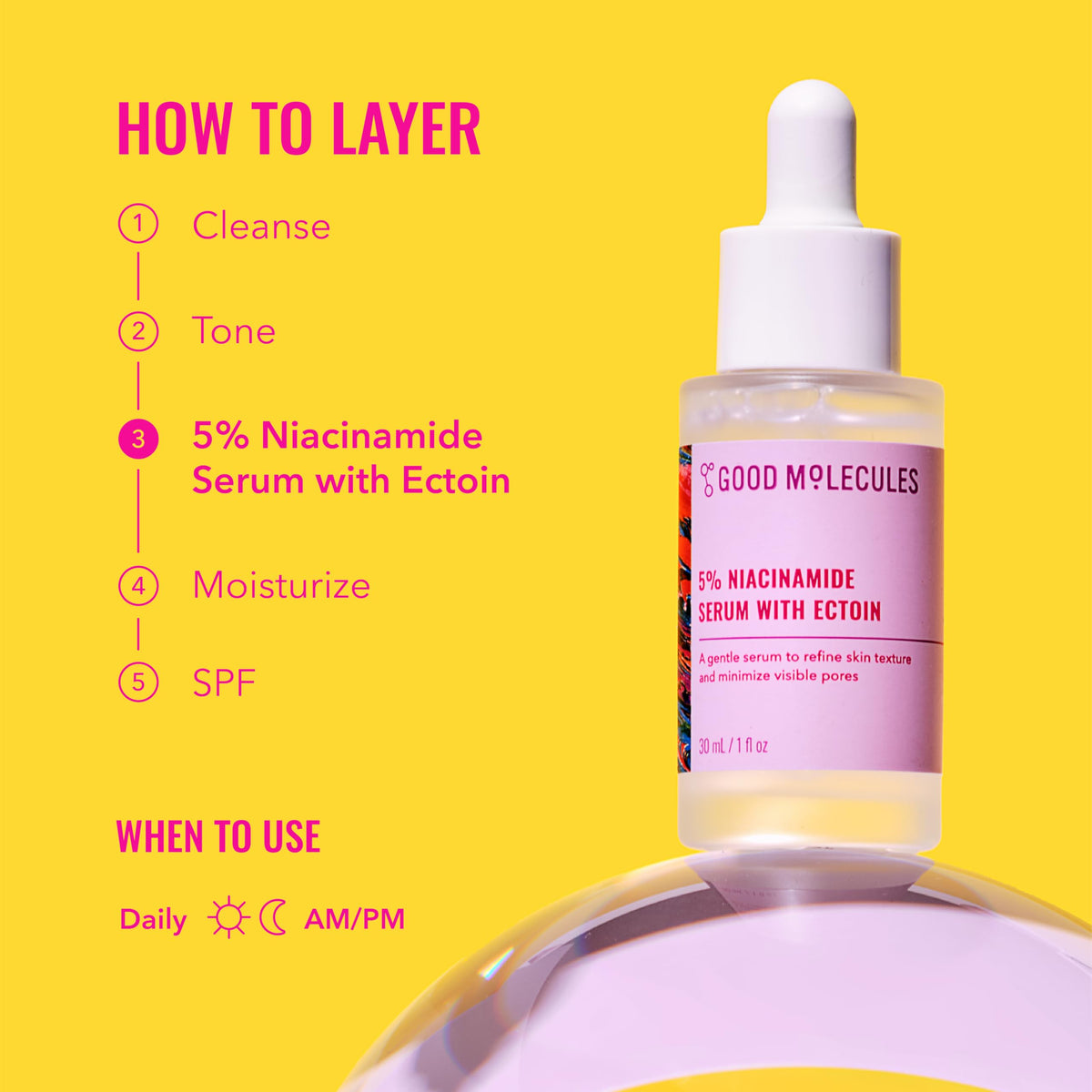 Good Molecules 5% Niacinamide Serum with Ectoin - Ultra Hydrating Serum to Target Enlarged Pores and Blemishes