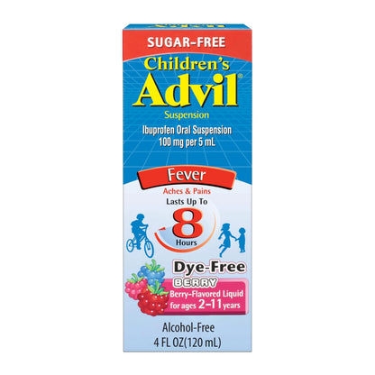 Children's Advil Pain Reliever and Fever Reducer, Dye Free and Sugar Free Ibuprofen Oral Suspension, Berry Flavored - 4 Fl Oz Children's AdvilBuy Supplements Australia
