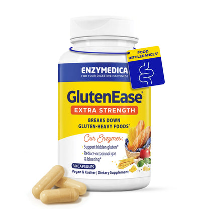 Enzymedica - GlutenEase Extra Strength, Complete Gluten & Casein Formula with Digestive Enzymes + DPP-IV, 30 Capsules
