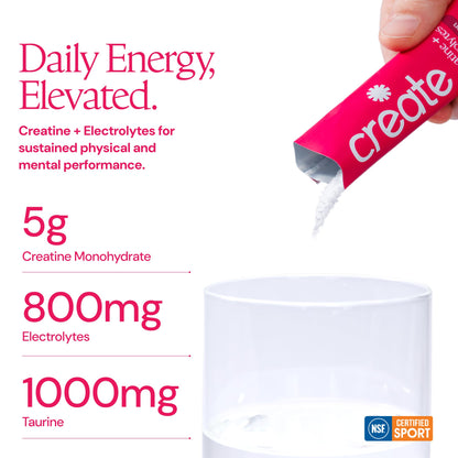 Create Creatine + Electrolytes Mix - Creatine Monohydrate Stick Packs, Supports Energy
