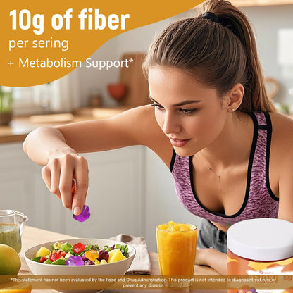 Migcopat 10G Fiber Gummies for Adults - Support Digestive Health - Fiber Supplement with 30 Billion CFU Probiotics Blend, ACV, Vitamin C, Inulin - No Sugar Added - Fruit Flavored - 180 Count