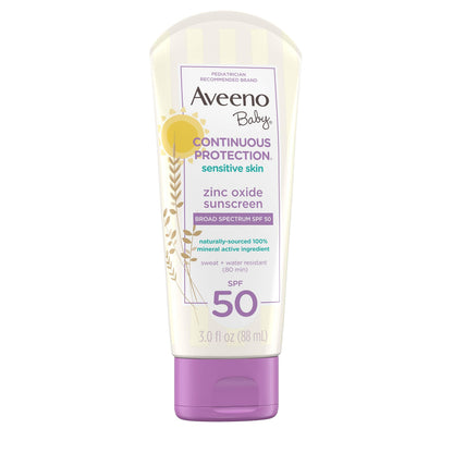 Aveeno Baby Continuous Protection Zinc Oxide Mineral Sunscreen Lotion for Sensitive Skin