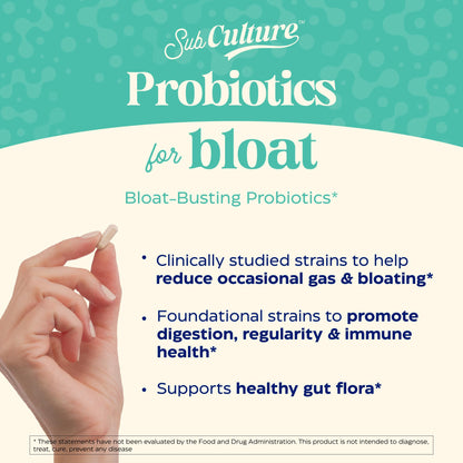 Enzymedica SubCulture Probiotic for Bloat & Digestive Health - Probiotic Supplement Capsules for Women & Men, 50 Billion CFU, Gut Health Support for Adults,