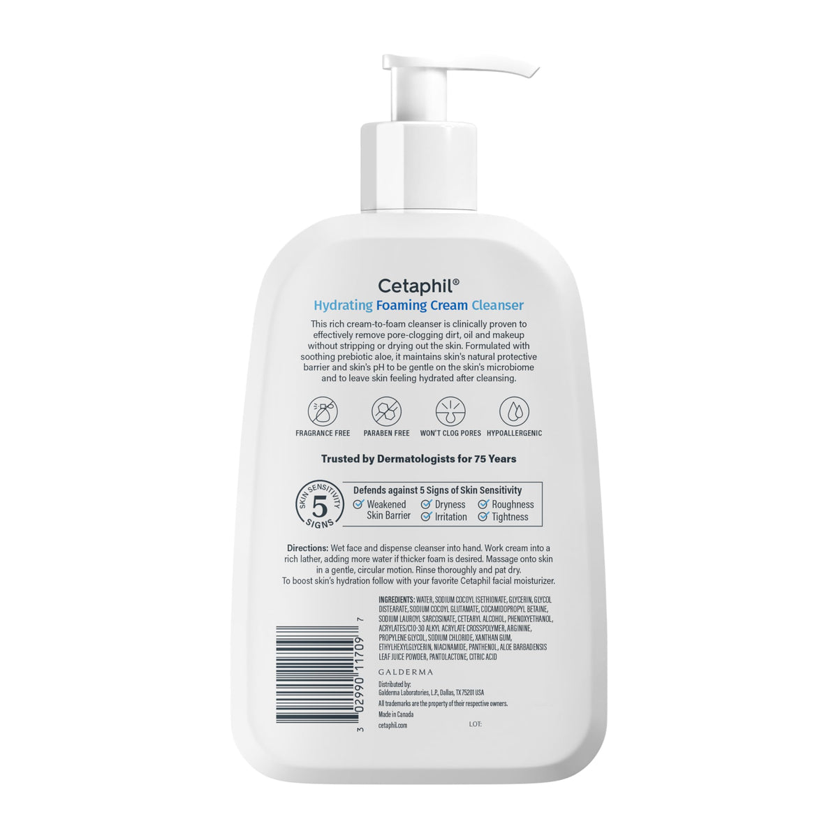 Cetaphil Cream to Foam Face Wash, Hydrating Foaming Cream Cleanser, 16 oz, For Normal to Dry, Sensitive Skin