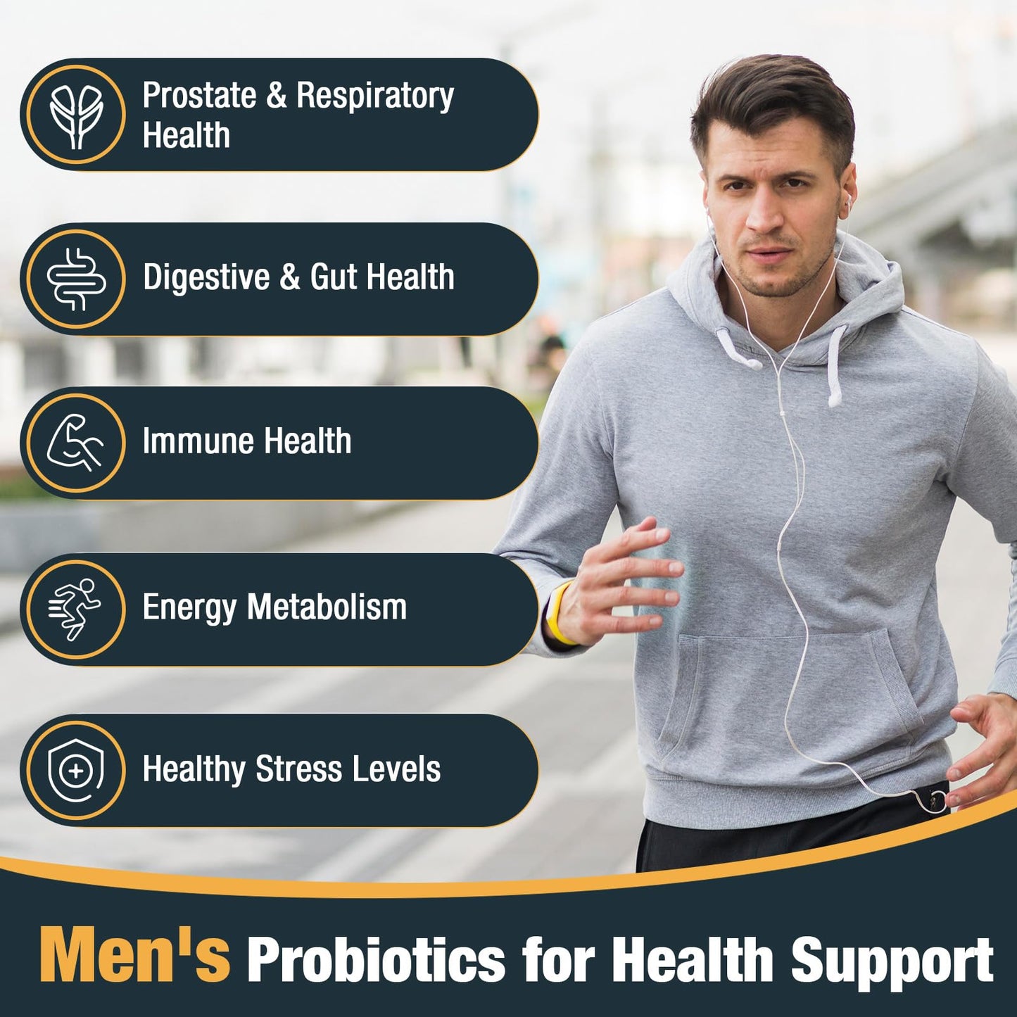 Probiotics for Men, 500 Billion CFUs & 12 Strains, Men's Probiotic with Turmeric, Cranberry, Goji - Probiotics for Digestive Health, Immune, Stomach,