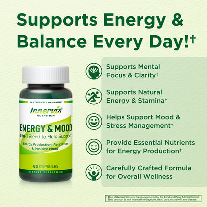 Caffeine Free Natural Energy Boost with Ashwagandha, Maca & Magnesium - Support Stress Relief, Focus & Mood - 60 Capsules by Innervis Nutrition INNERVISNUTRITION buy supplements Au