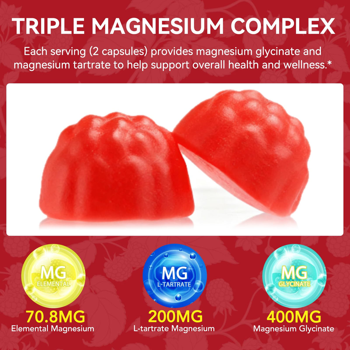 120 Count Magnesium Glycinate Gummies 600mg for Adults, Supports Relaxation, Magnesium Glycinate Chewable,