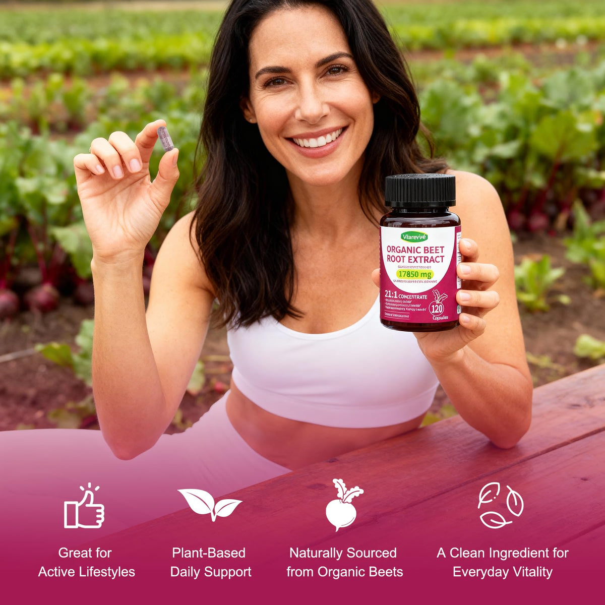 Vitarevive Organic Beet Root Capsules with Beetroot Extract 17850mg 21:1 Concentrated Beetroot Supplement Supports Circulation and Nitric Oxide