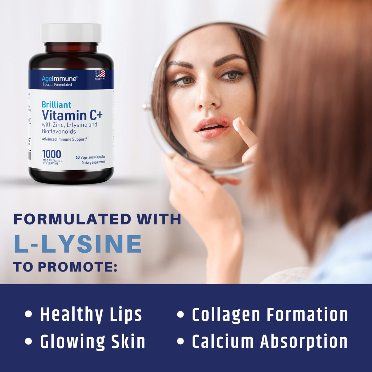 AgeImmune Vitamin C 1000mg Complex with L-Lysine 500mg, Zinc 12mg, Bioflavonoids 300mg. Doctor Formulated Magnesium Stearate Free Supplements for Healthy Immune System Support.(1) AgeImmune buy supplements Au