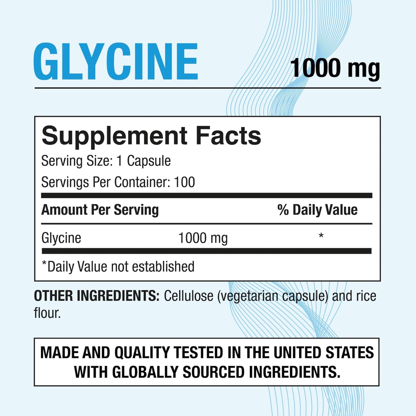Puregen Labs Glycine 1000mg [High Potency] 100 Vegetarian Capsules, Promotes Healthy Rest | No Harmful Additives