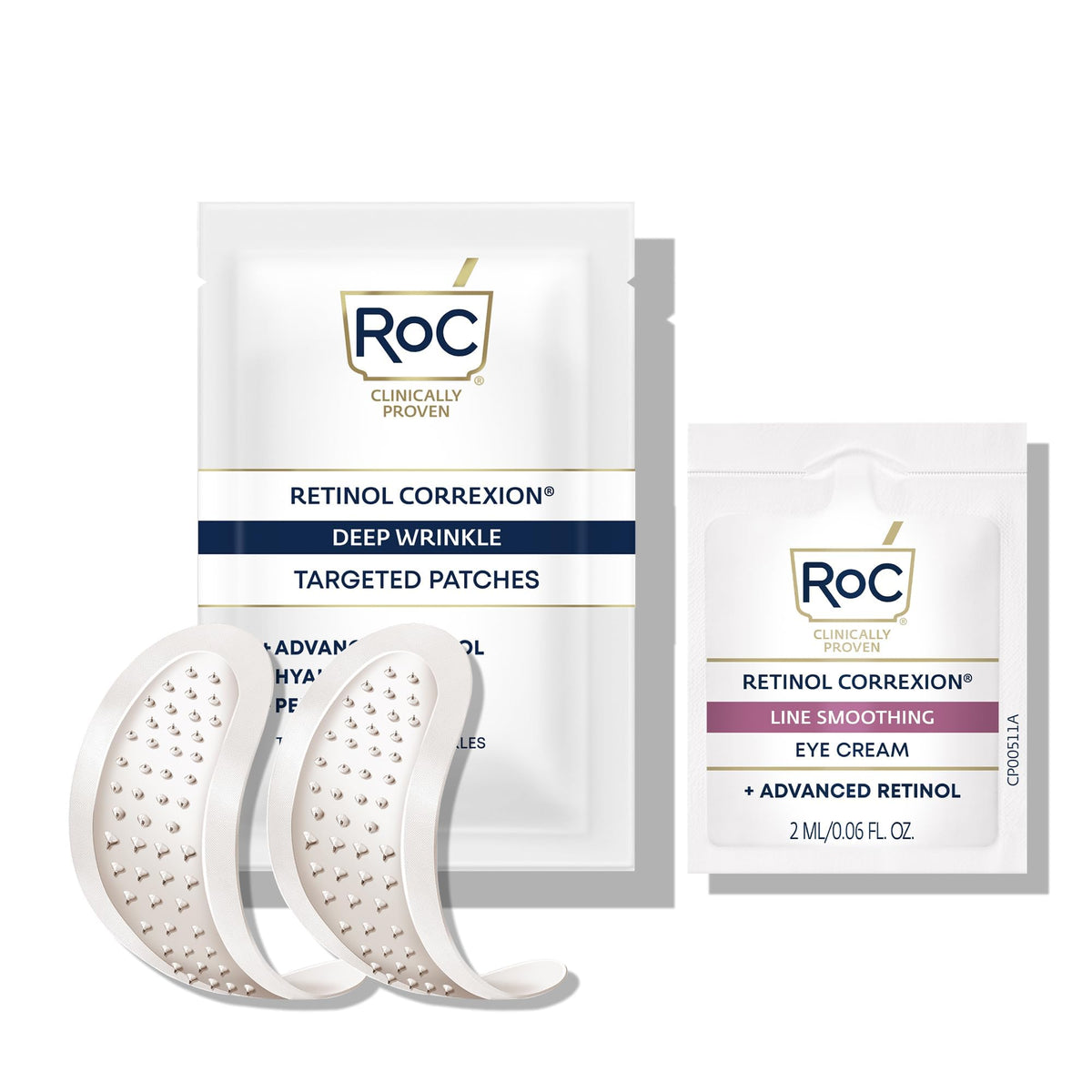 RoC Retinol Correxion Deep Wrinkle Non-Invasive Targeted Patches with Hyaluronic Acid + Firming Peptides for Forehead, 11 Lines