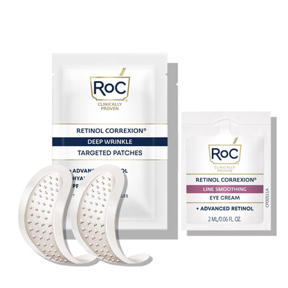 RoC Retinol Correxion Deep Wrinkle Non-Invasive Targeted Patches with Hyaluronic Acid + Firming Peptides for Forehead, 11 Lines