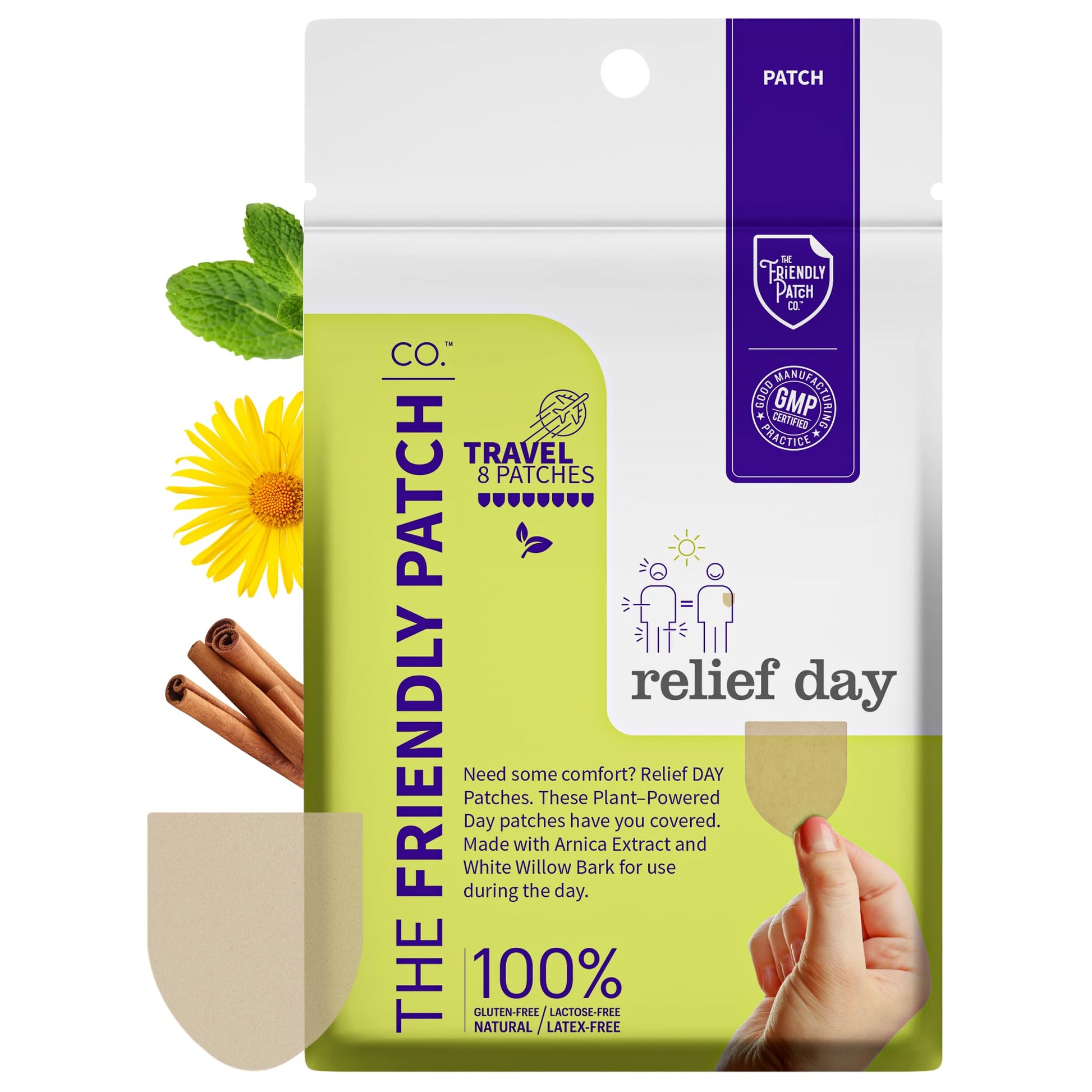Relief Day & Rise & Shine Patch Bundle - Arnica, White Willow Bark, Tongkat Ali, Horny Goat Weed, Saffron & Peppermint for Soreness, Strength, and Performance Support - 16 Plant-Powered Patches for Me The Friendly Patch CO.Buy Supplements Australia
